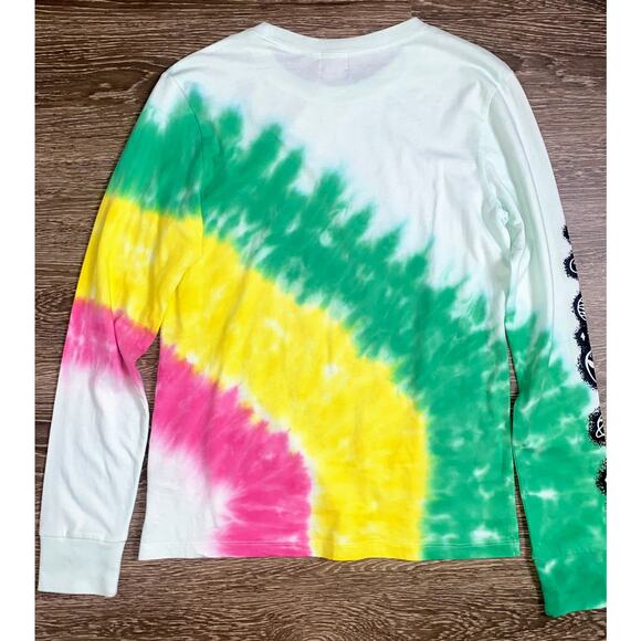 New Small A Lab Far Out Rainbow Tie Dye Long Sleeve T-Shirt Rasta Trippy Alien - Picture 4 of 4